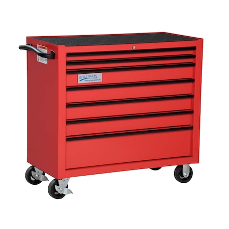 Rolling Cabinet, 7 Drawer, Red, Steel, 40 in W x 20 in D x 38 in H MPN:JHWW40RC7