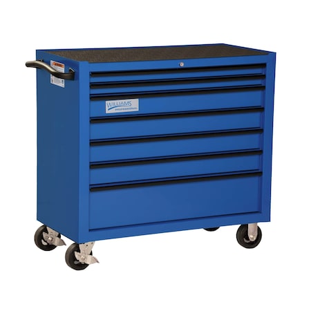 Rolling Cabinet, 7 Drawer, Blue, Steel, 40 in W x 20 in D x 38 in H MPN:JHWW40RC7BL