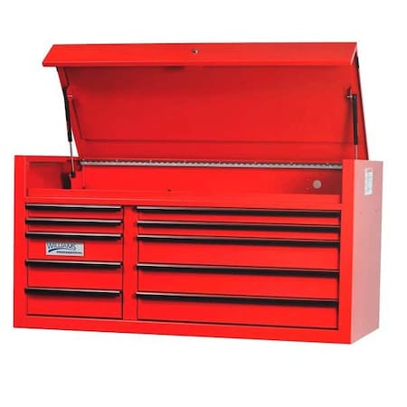 Professional Top Chest, 10 Drawer, Red, Steel, 55 in W x 24 in D x 28-1/2 in H MPN:JHWW55TC10