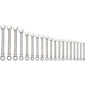 Williams® 19 Piece 6mm to 24mm 12-Point Combination Ratcheting Wrench Set Chrome JHMWS1125NRC