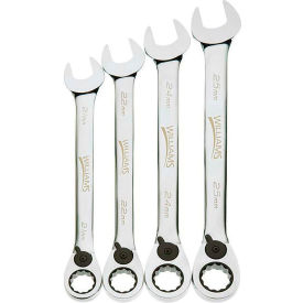 Williams® 4 Piece 21mm to 25mm Ratcheting Combination Wrench Set Chrome JHWMWS-4RC