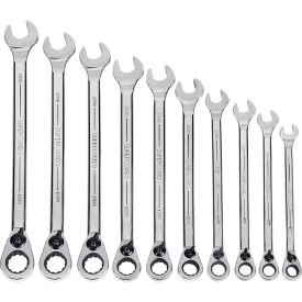 Williams® 10 Piece 10mm to 19mm 12-Point Reversible Combination Ratcheting Wrench Set Chrome JHWMWS10RCU