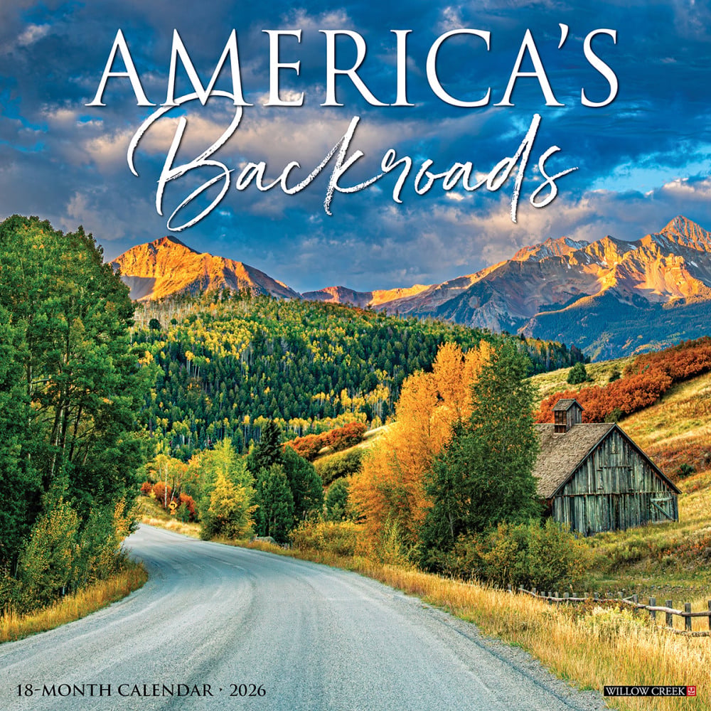 2026 Willow Creek Press Scenic Monthly Wall Calendar, 12in x 12in, Americas Backroads, January To December, 49808 MPN:49808