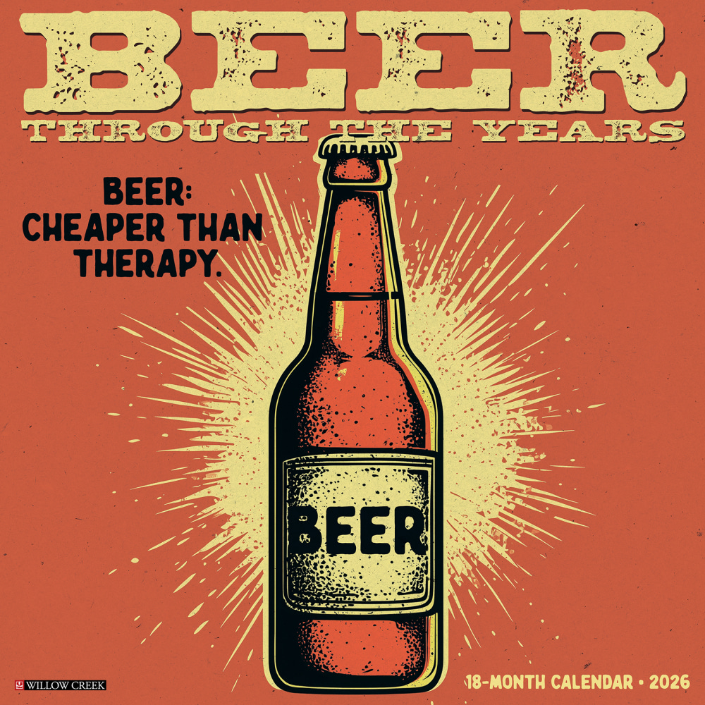 2026 Willow Creek Press Art & Design Monthly Wall Calendar, 12in x 12in, Beer-Through the Years, January To December, 50170 MPN:50170