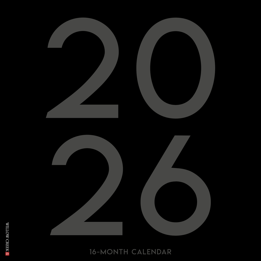 2026 Willow Creek Press Art & Design Monthly Wall Calendar, 12in x 12in, Black & White Professional Large Grid, January To December, 50255 MPN:50255