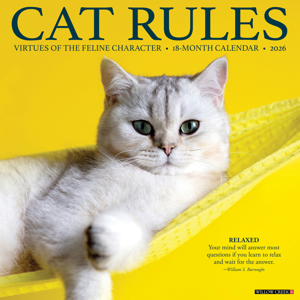 2026 Willow Creek Press Animals Monthly Wall Calendar, 12in x 12in, Cat Rules, January To December, 50583 MPN:50583