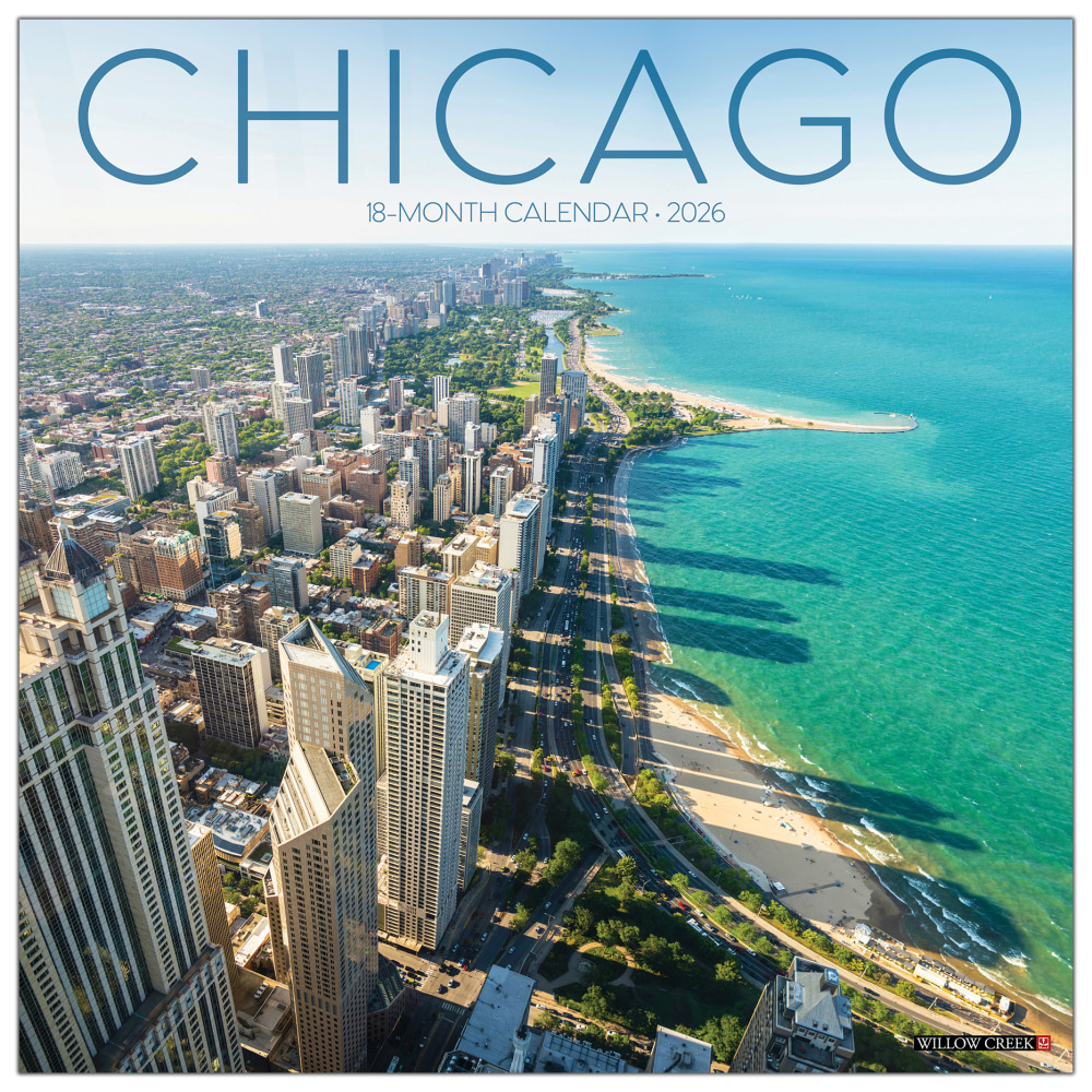 2026 Willow Creek Press Scenic Monthly Wall Calendar, 12in x 12in, Chicago, January To December, 50675 MPN:50675