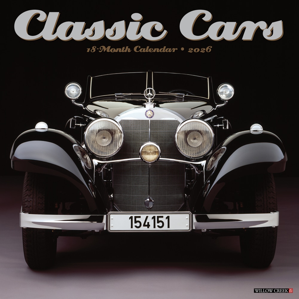2026 Willow Creek Press Art & Design Monthly Wall Calendar, 12in x 12in, Classic Cars, January To December, 50729 MPN:50729