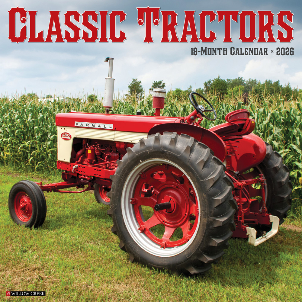 2026 Willow Creek Press Art & Design Monthly Wall Calendar, 12in x 12in, Classic Tractors, January To December, 50774 MPN:50774