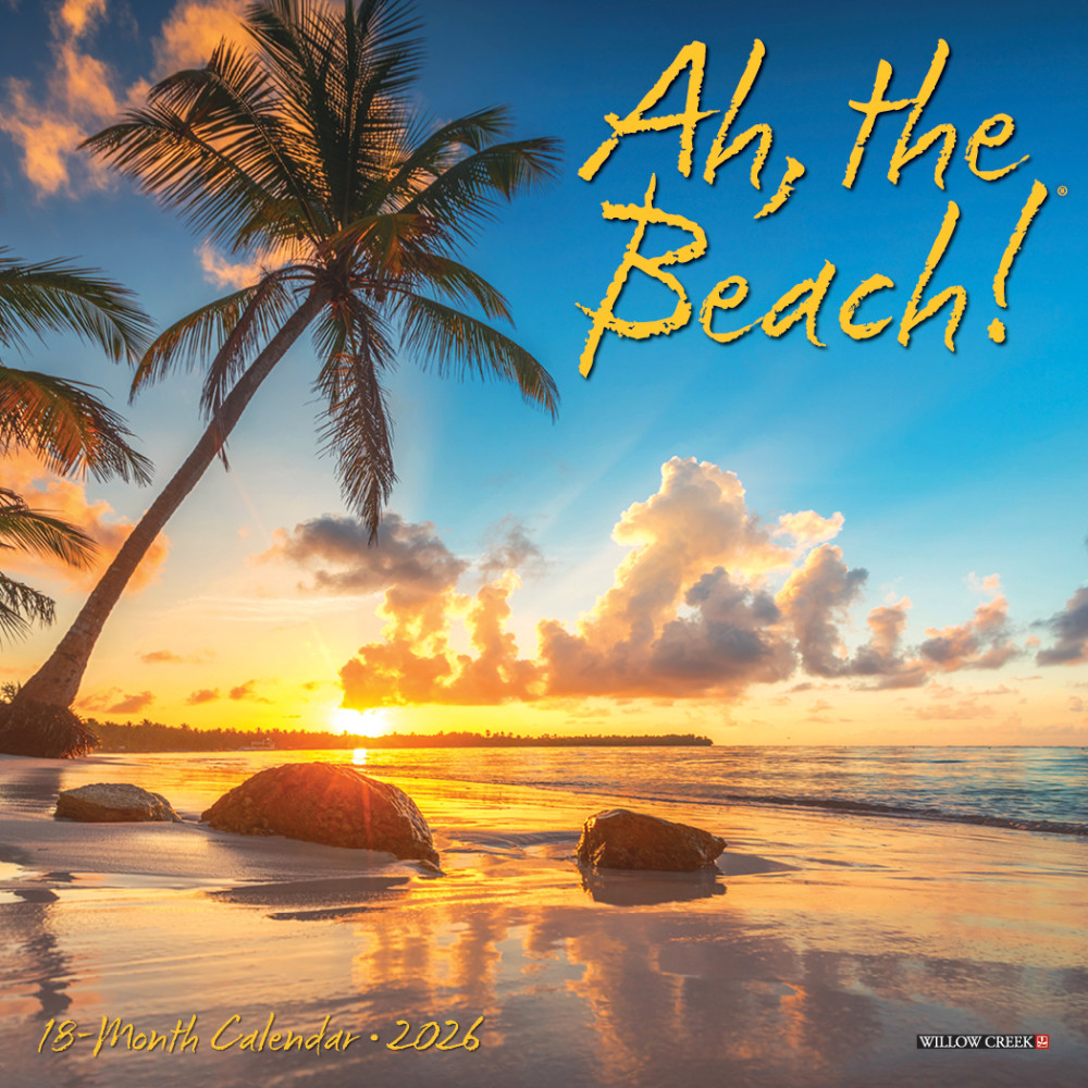 2026 Willow Creek Press Monthly Mini Wall Calendar, 7in x 7in, Ah The Beach!, January To December, 53416 MPN:53416