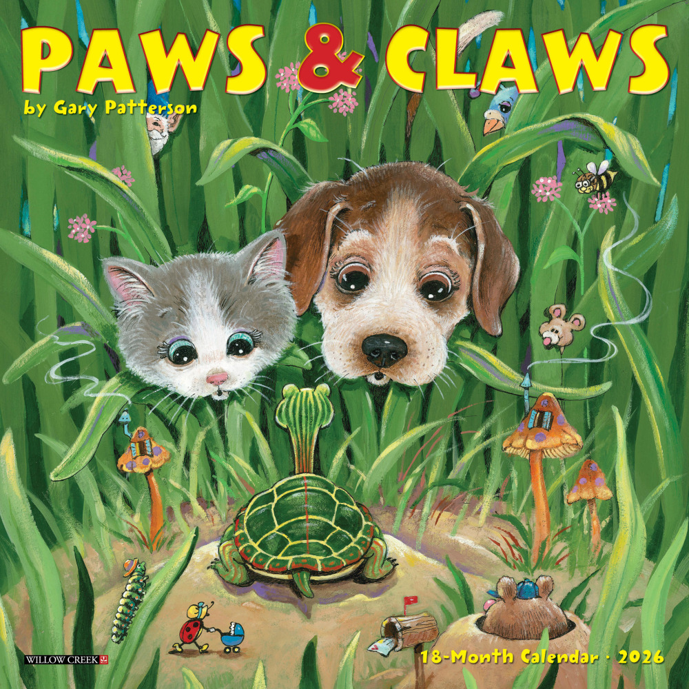 2026 Willow Creek Press Monthly Mini Wall Calendar, 7in x 7in, Paws & Claws by Gary Patterson, January To December, 53706 MPN:53706