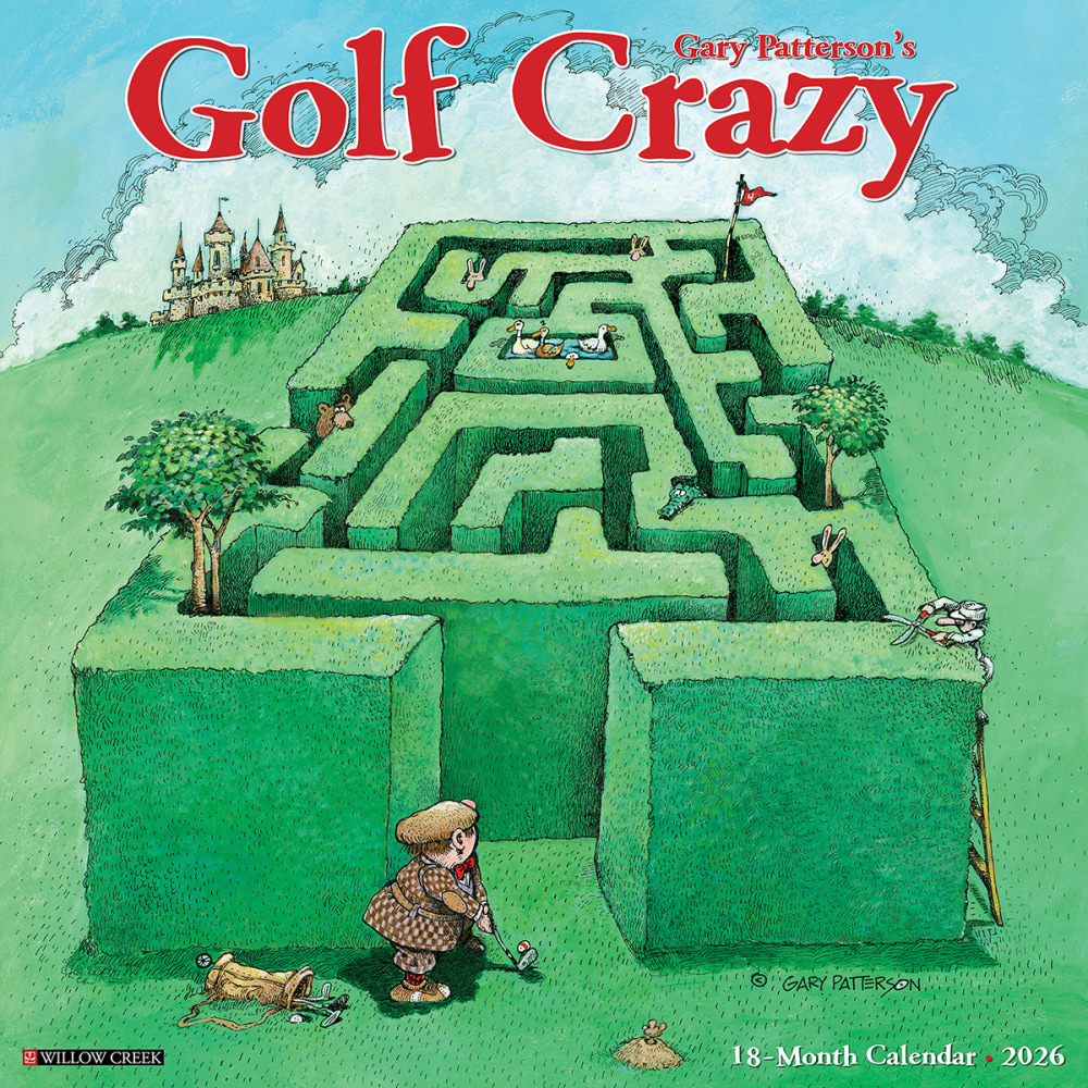 2026 Willow Creek Press Sports Monthly Wall Calendar, 12in x 12in, Golf Crazy by Gary Patterson, January To December, 51337 MPN:9781549251337