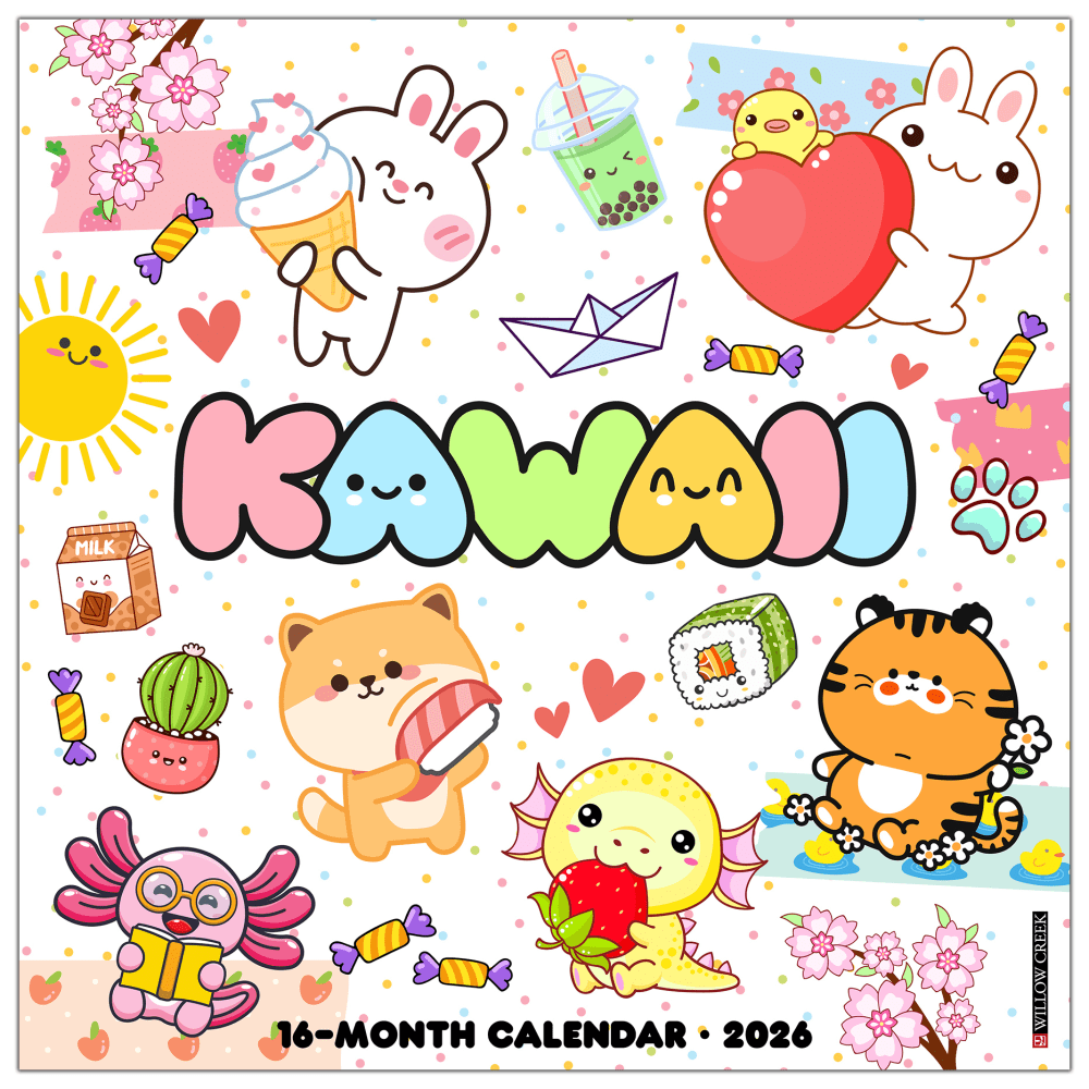 2026 Willow Creek Press Art & Design Monthly Wall Calendar, 12in x 12in, Kawaii, January To December, 51665 MPN:9781549251665