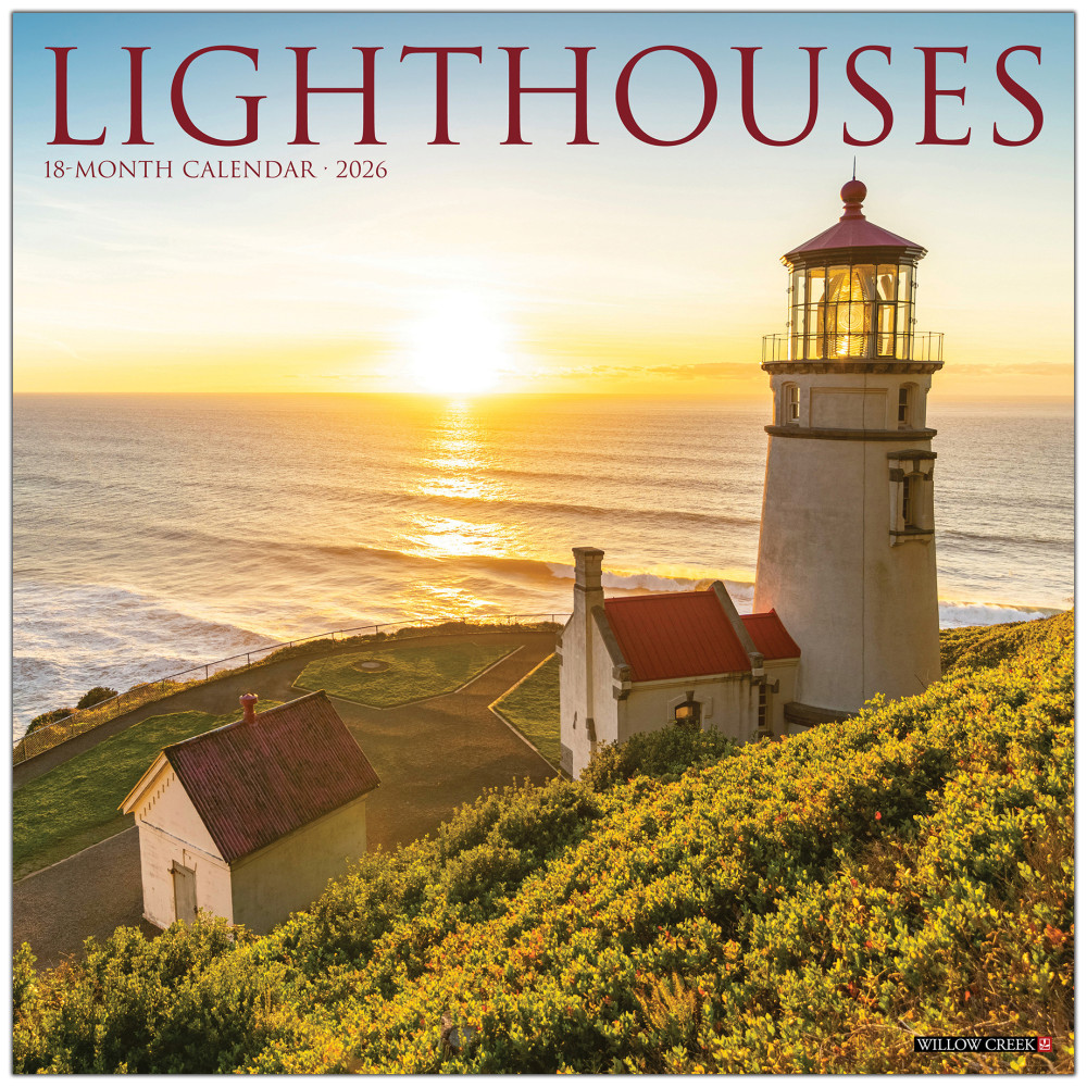2026 Willow Creek Press Scenic Monthly Wall Calendar, 12in x 12in, Lighthouses, January To December, 51788 MPN:9781549251788
