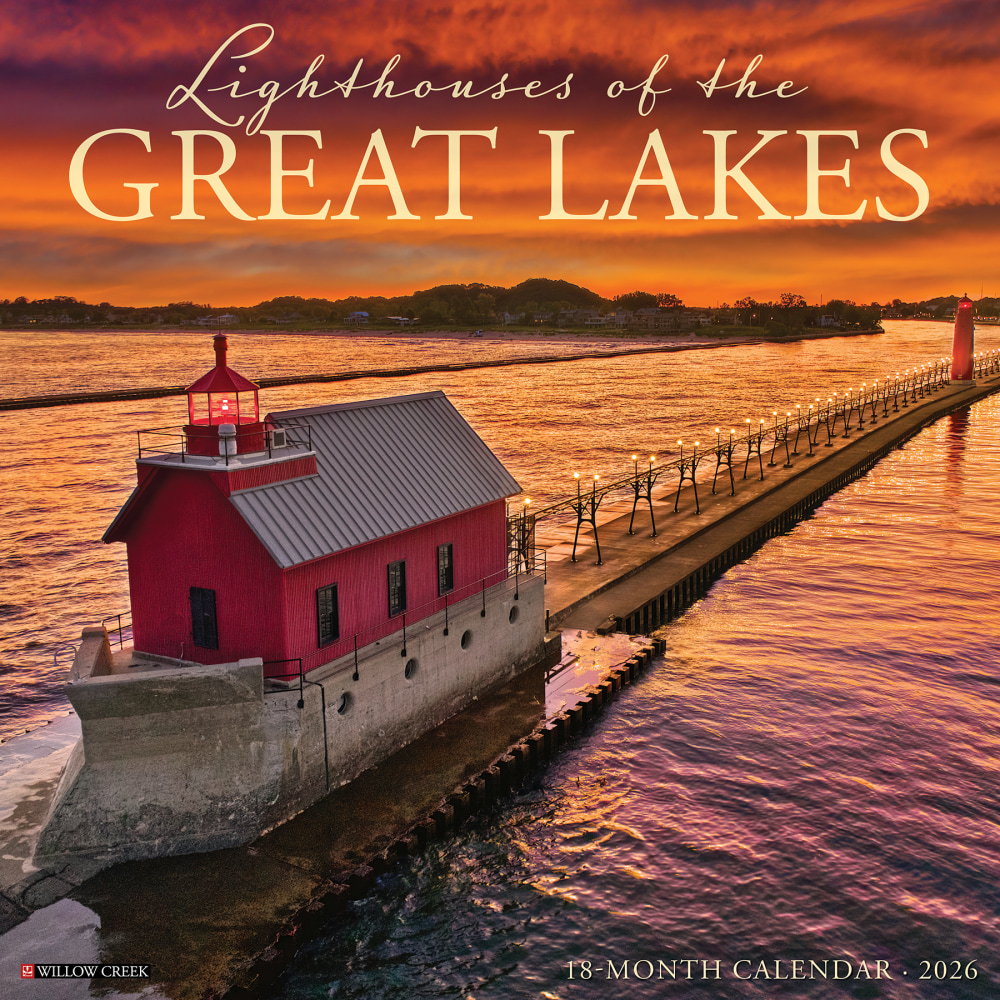 2026 Willow Creek Press Scenic Monthly Wall Calendar, 12in x 12in, Lighthouses of the Great Lakes, January To December, 51795 MPN:9781549251795