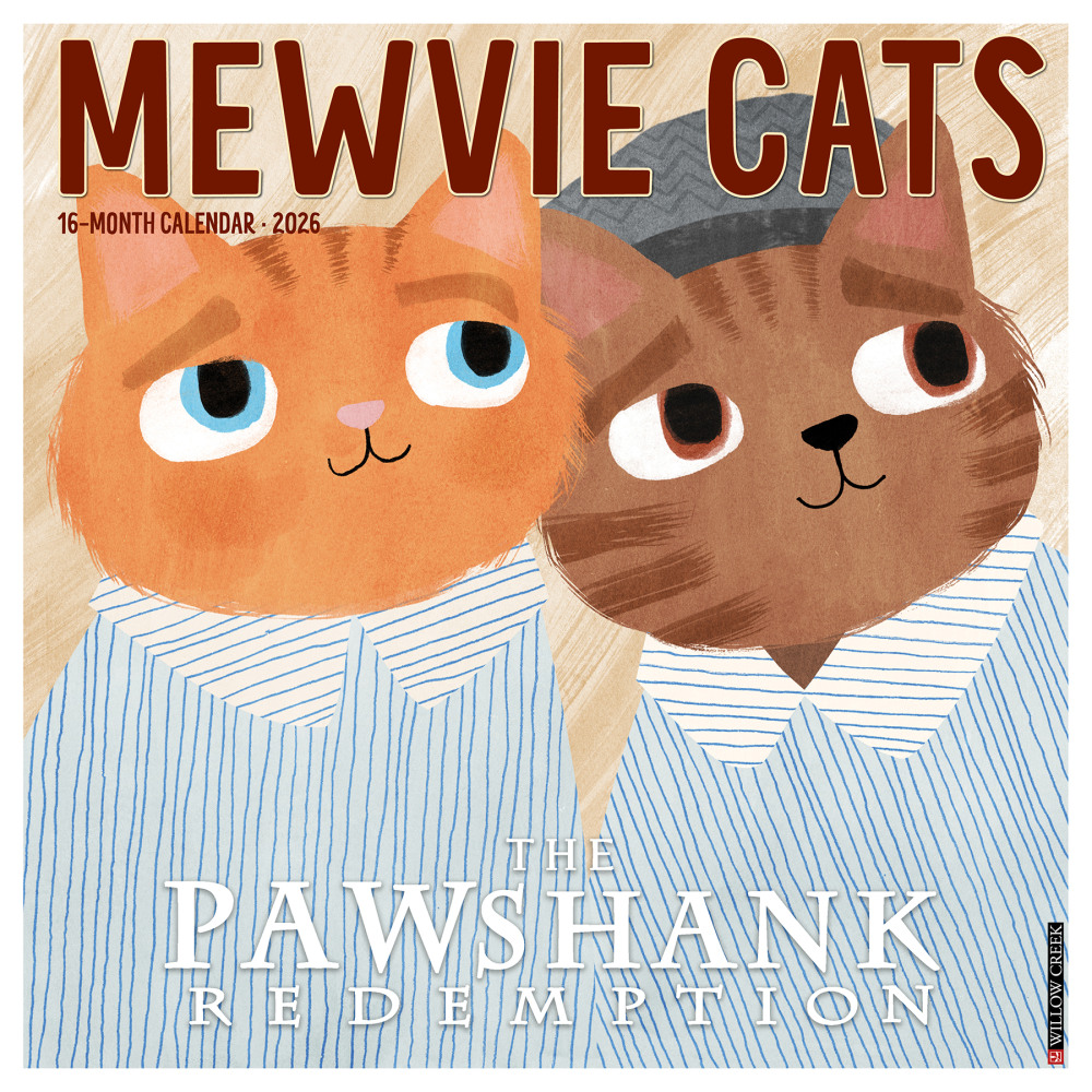 2026 Willow Creek Press Humor & Comics Monthly Wall Calendar, 12in x 12in, Mewvie Cats, January To December, 51900 MPN:9781549251900
