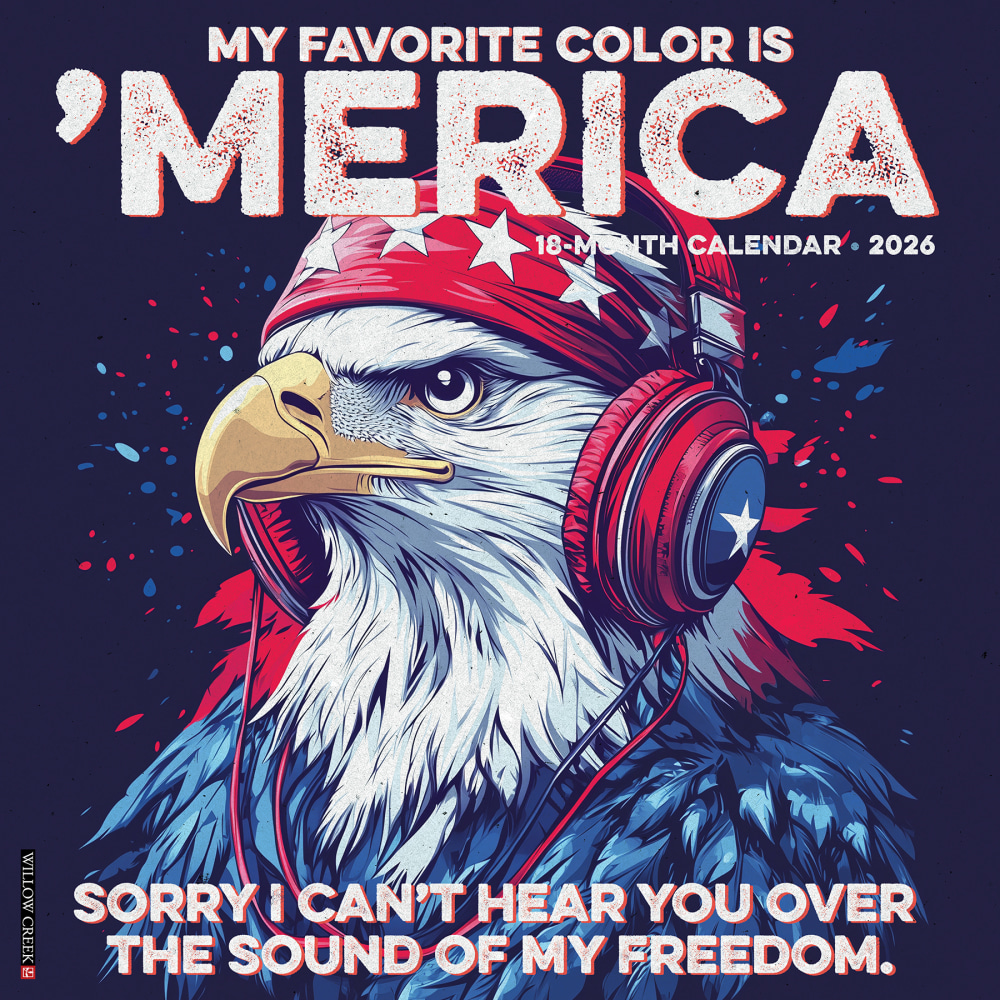 2026 Willow Creek Press Art & Design Monthly Wall Calendar, 12in x 12in, My Favorite Color is merica, January To December, 52075 MPN:9781549252075