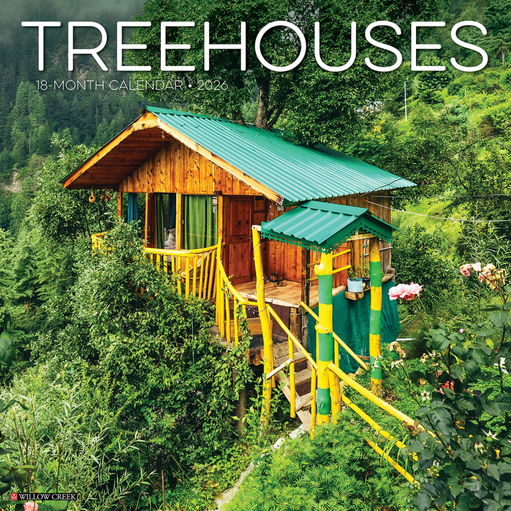 2026 Willow Creek Press Scenic Monthly Wall Calendar, 12in x 12in, Treehouses, January To December, 53003 MPN:9781549253003