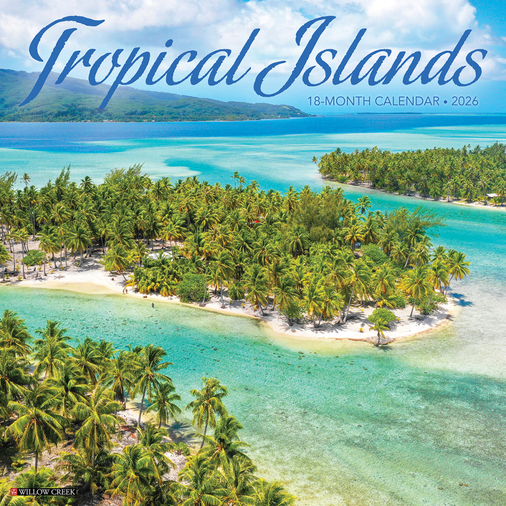 2026 Willow Creek Press Scenic Monthly Wall Calendar, 12in x 12in, Tropical Islands, January To December, 53010 MPN:9781549253010