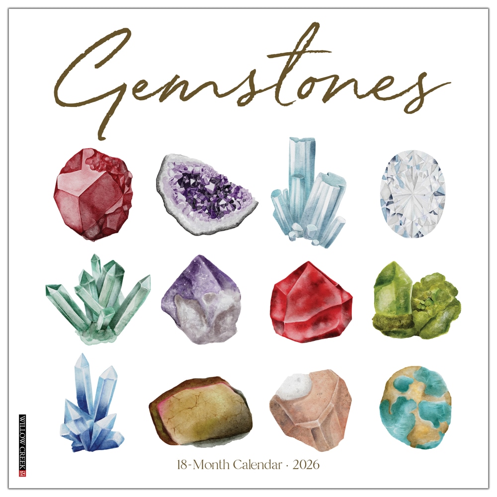 2026 Willow Creek Press Art & Design Monthly Wall Calendar, 12in x 12in, Gemstones, January To December, 55281 MPN:9781549255281