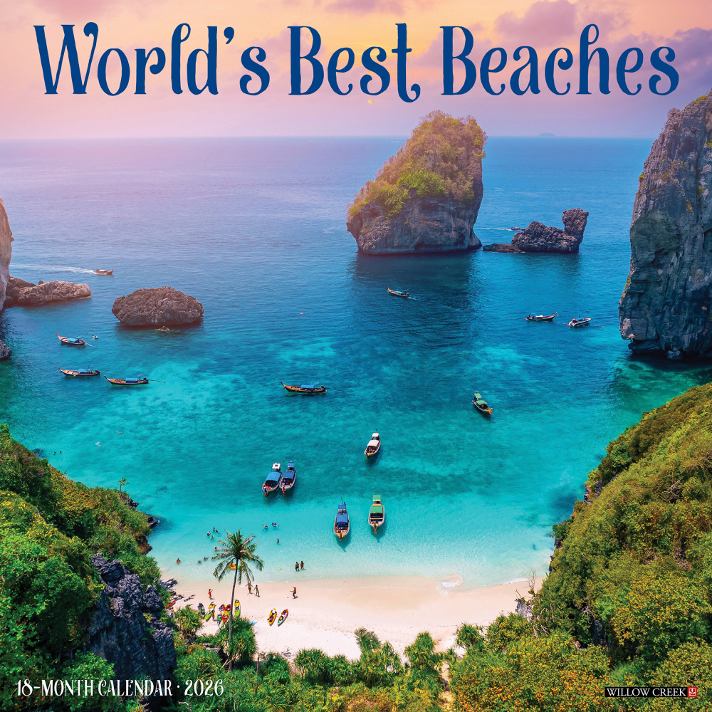 2026 Willow Creek Press Scenic Monthly Wall Calendar, 12in x 12in, Worlds Best Beaches, January To December, 55670 MPN:9781549255670