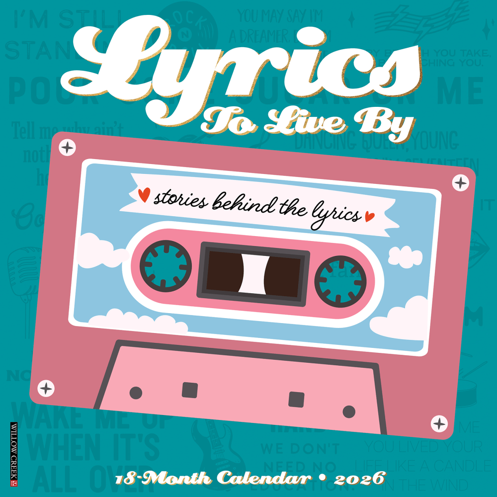 2026 Willow Creek Press Art & Design Monthly Wall Calendar, 12in x 12in, Lyrics to Live By, January To December, 55946 MPN:9781549255946