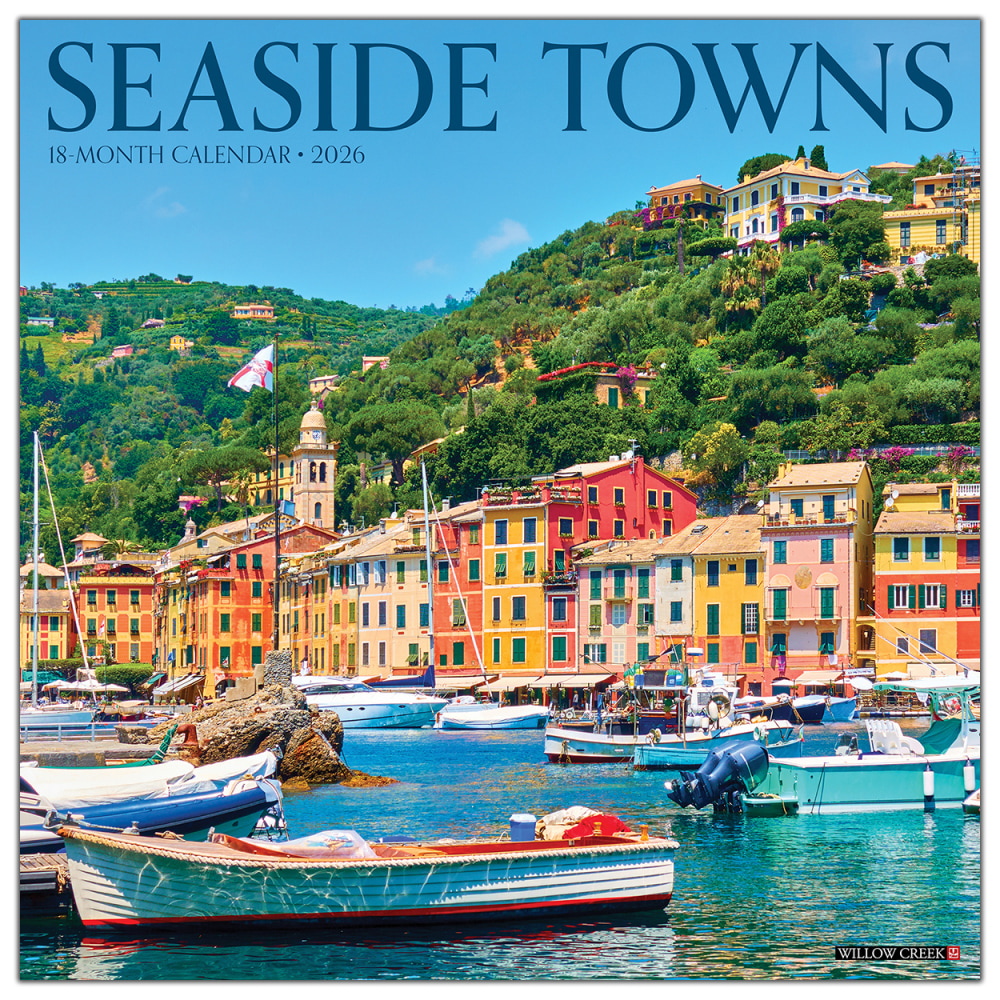 2026 Willow Creek Press Scenic Monthly Wall Calendar, 12in x 12in, Seaside Towns, January To December, 56127 MPN:9781549256127