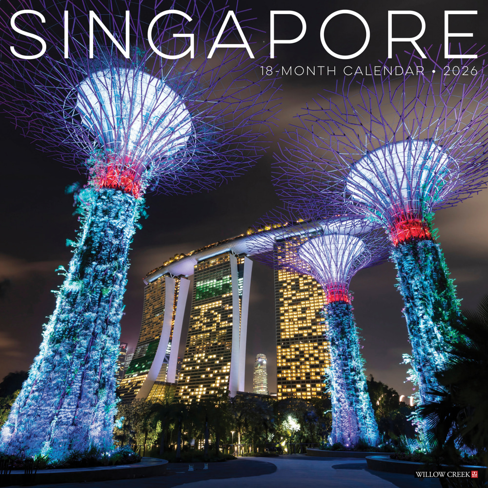 2026 Willow Creek Press Scenic Monthly Wall Calendar, 12in x 12in, Singapore, January To December, 56134 MPN:9781549256134