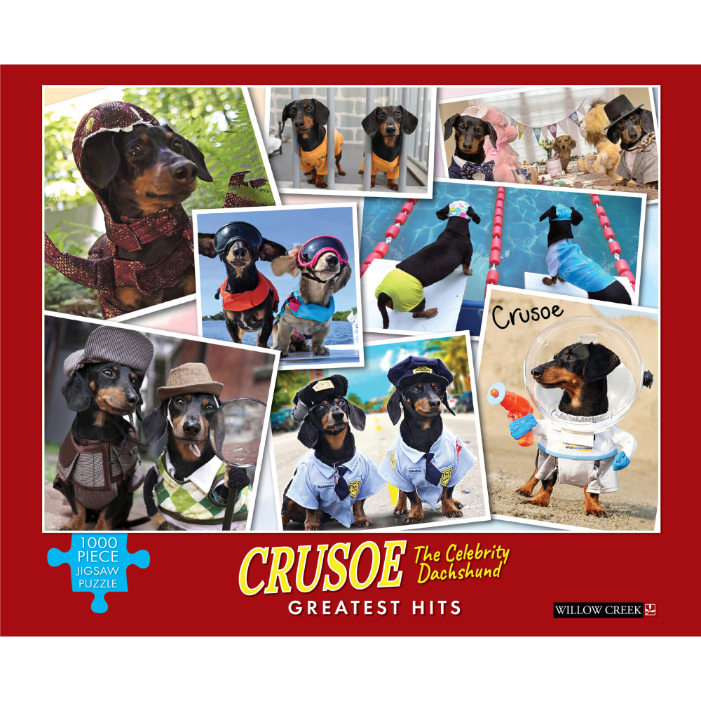 Willow Creek Press 1, 000-Piece Puzzle, 26-5/8in x 19-1/4in, Crusoe The Celebrity Dachshund MPN:49328