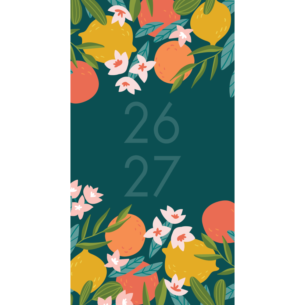 2026-2027 Willow Creek Press 2-Year Monthly Checkbook/Calendar, 3-1/2in x 6-1/2in, Floral Punch, January 2026 To December 2027, 56554 MPN:56554
