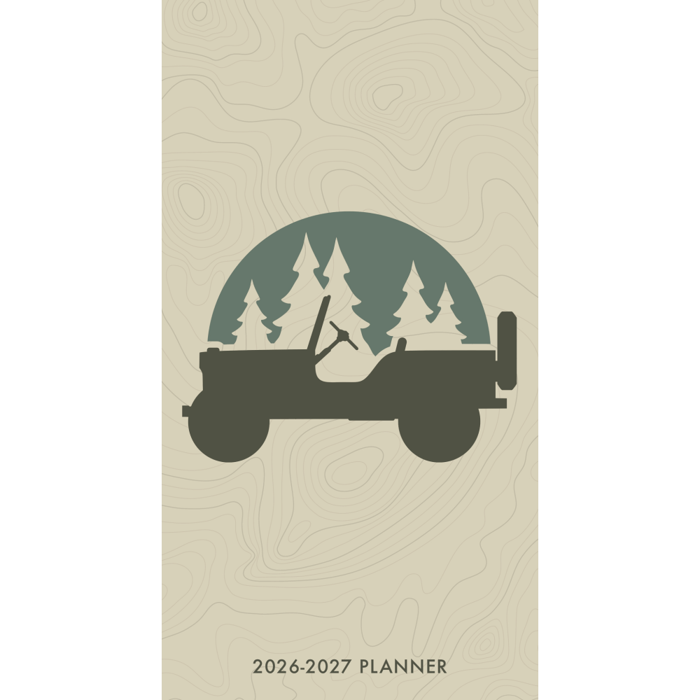 2026-2027 Willow Creek Press 2-Year Monthly Checkbook/Calendar, 3-1/2in x 6-1/2in, Jeep, January 2026 To December 2027, 56585 MPN:56585