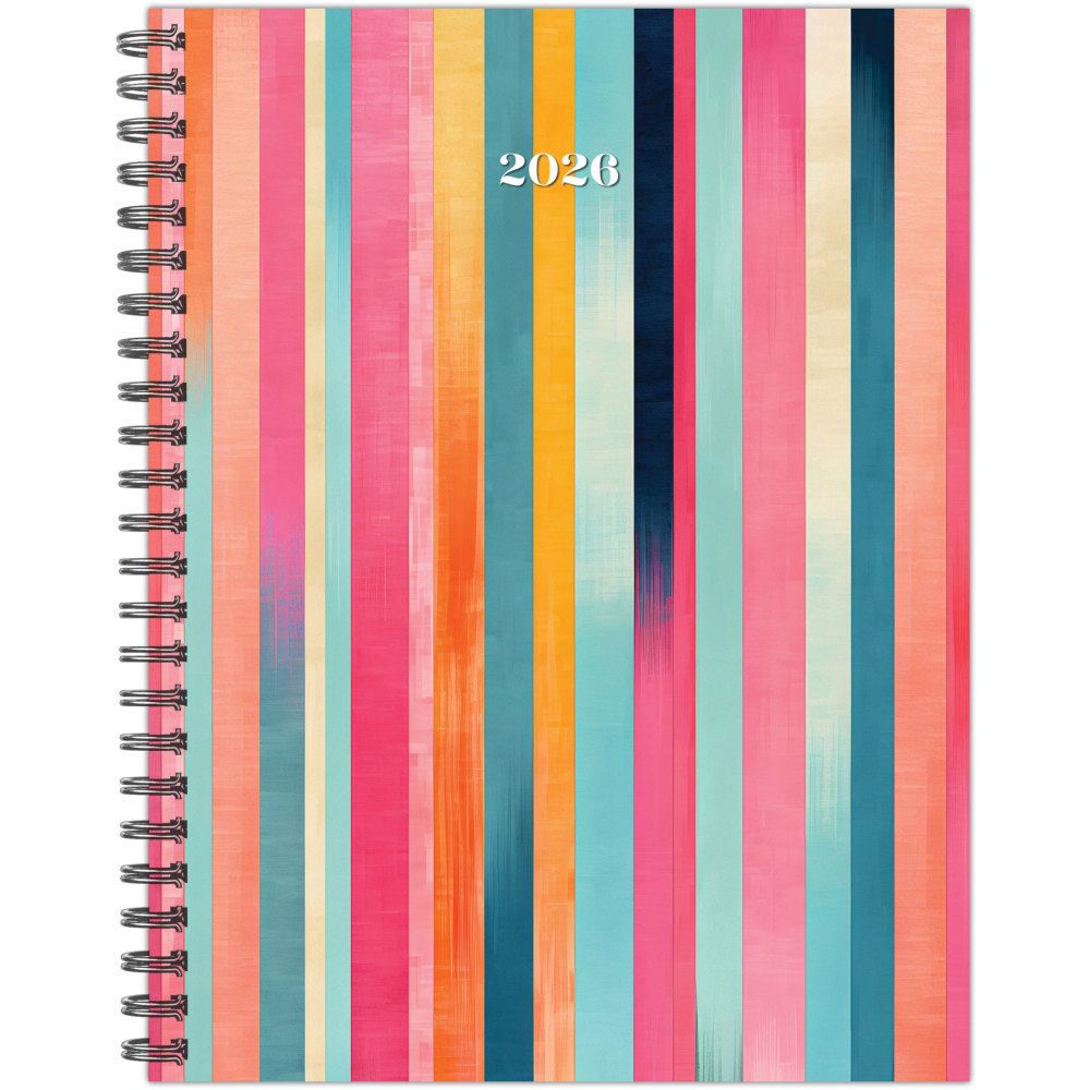 2026 Willow Creek Press Softcover Weekly/Monthly Planner, 6-1/2in x 8-1/2in, Happy Stripe, January To December, 56677 MPN:56677