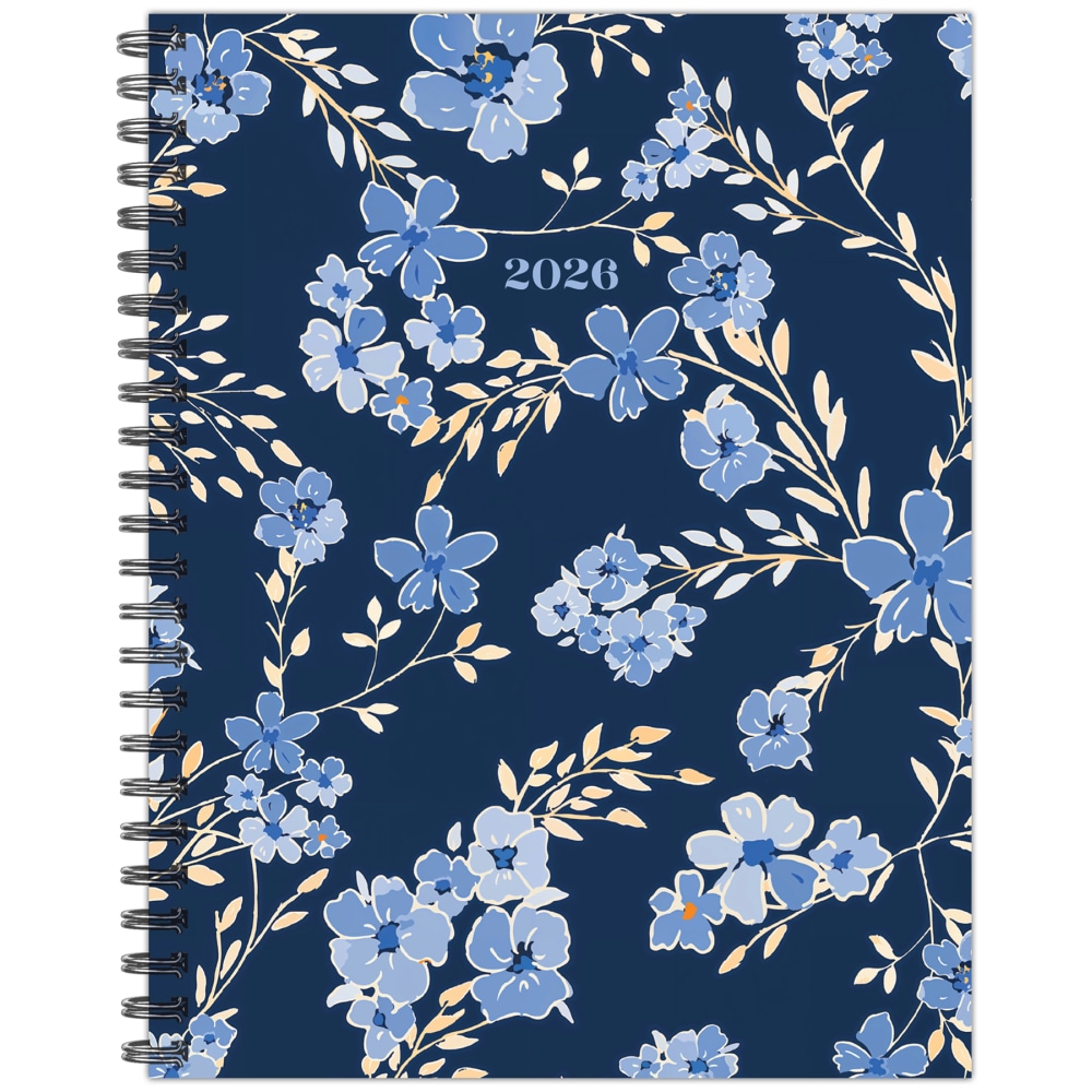 2026 Willow Creek Press Weekly/Monthly Softcover Planner, 8-1/2in x 11in, Blue Floral, January To December, 56707 MPN:56707
