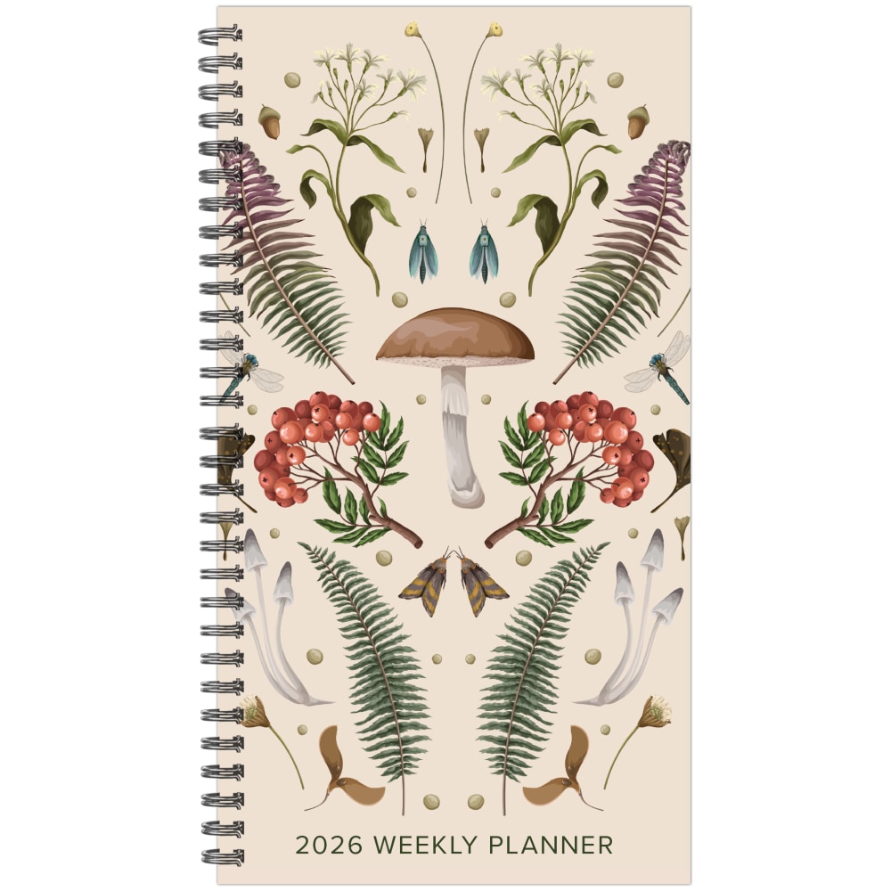 2026 Willow Creek Press Weekly/Monthly Spiral Pocket Planner, 3-1/2in x 6-1/2in, Woodland Mushroom, January To December, 57360 MPN:57360