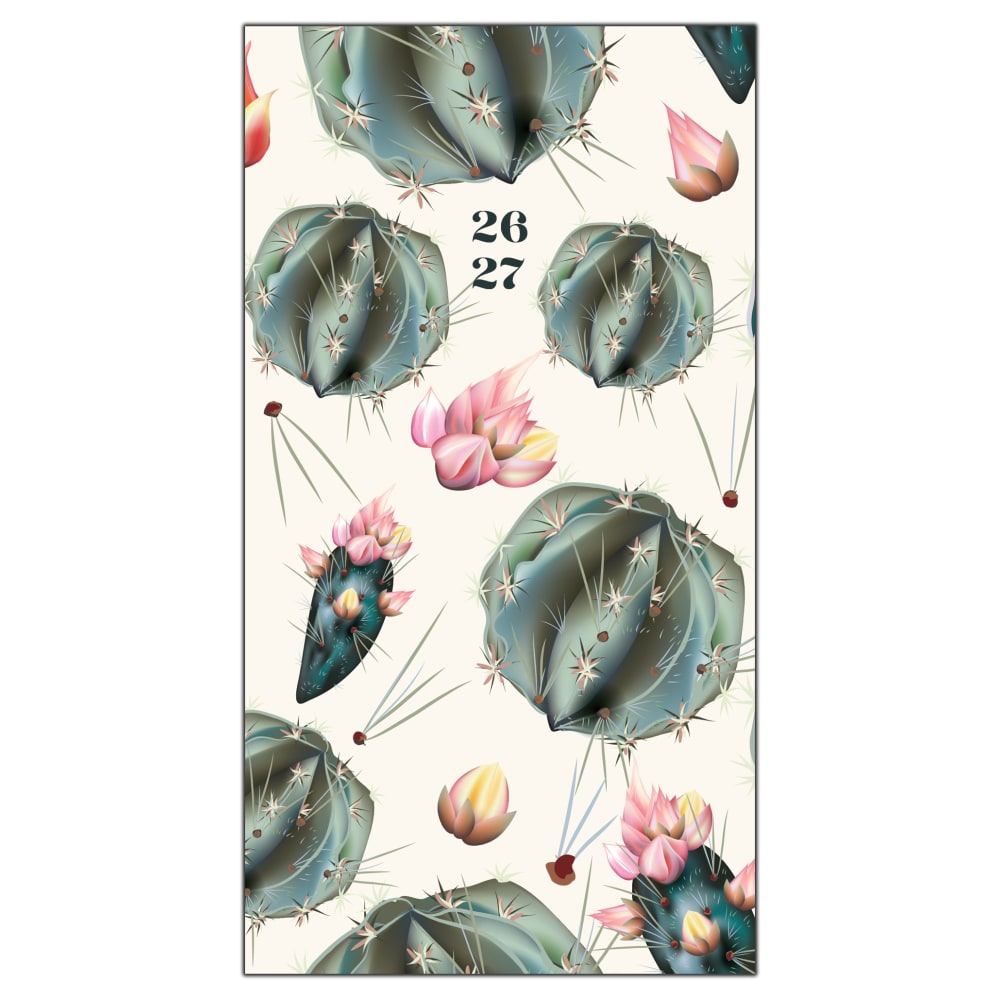 2026-2027 Willow Creek Press 2-Year Monthly Checkbook/Calendar, 3-1/2in x 6-1/2in, Cactus Deco, January 2026 To December 2027, 57636 MPN:57636