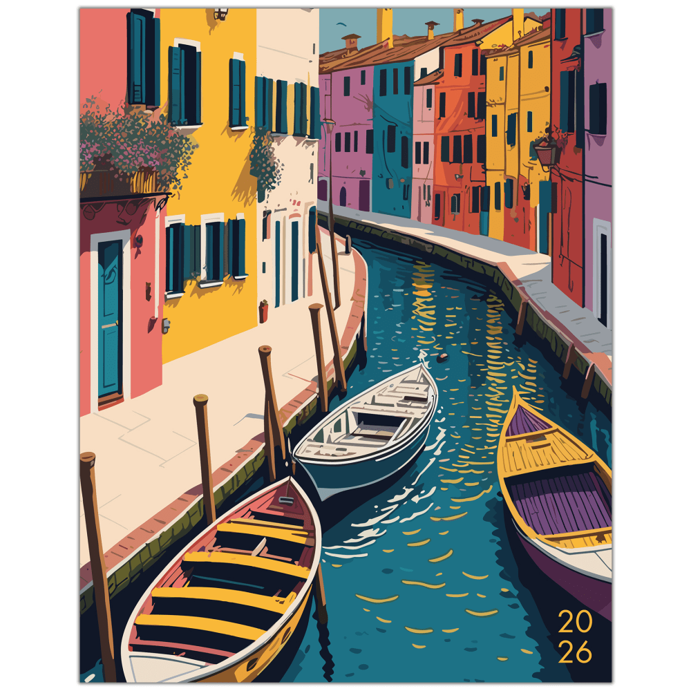 2026 Willow Creek Press Monthly Booklet Planner, 7-1/2in x 9-1/2in, Colorful Canal, January To December, 58527 MPN:58527