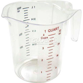 Winco PMCP-100 Measuring Cup W/ Red & Blue Markings 1 Qt Clear Plastic PMCP-100 - Pkg Qty 6
