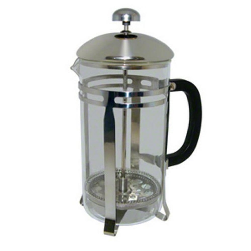 Winco French Press, 33 Oz, Clear/Silver MPN:FPCM-33