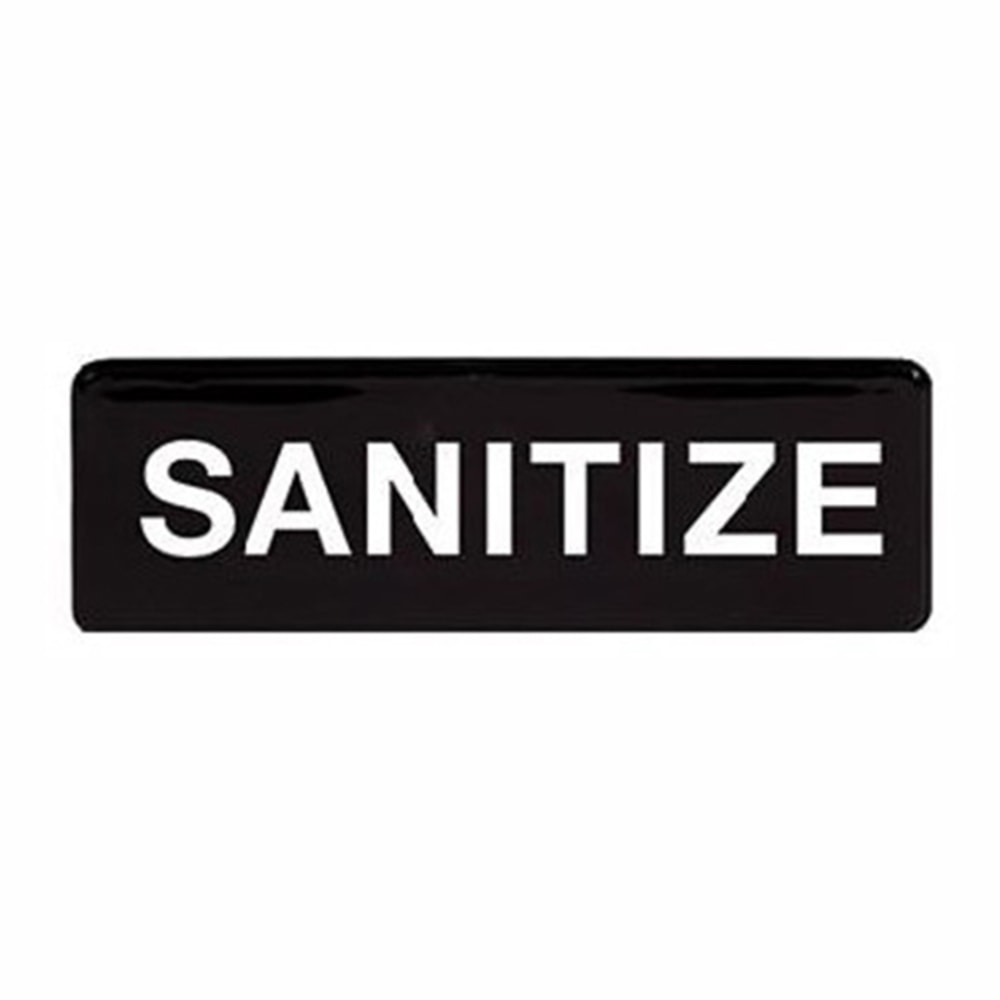Winco Sanitize Sign, 9in x 3in, Black/White MPN:SGN-329