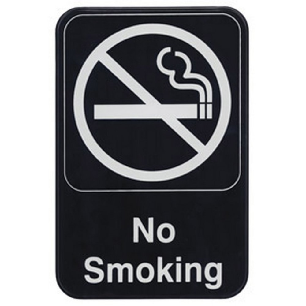 Winco No Smoking Sign, 9in x 6in, Black/White MPN:SGN-601