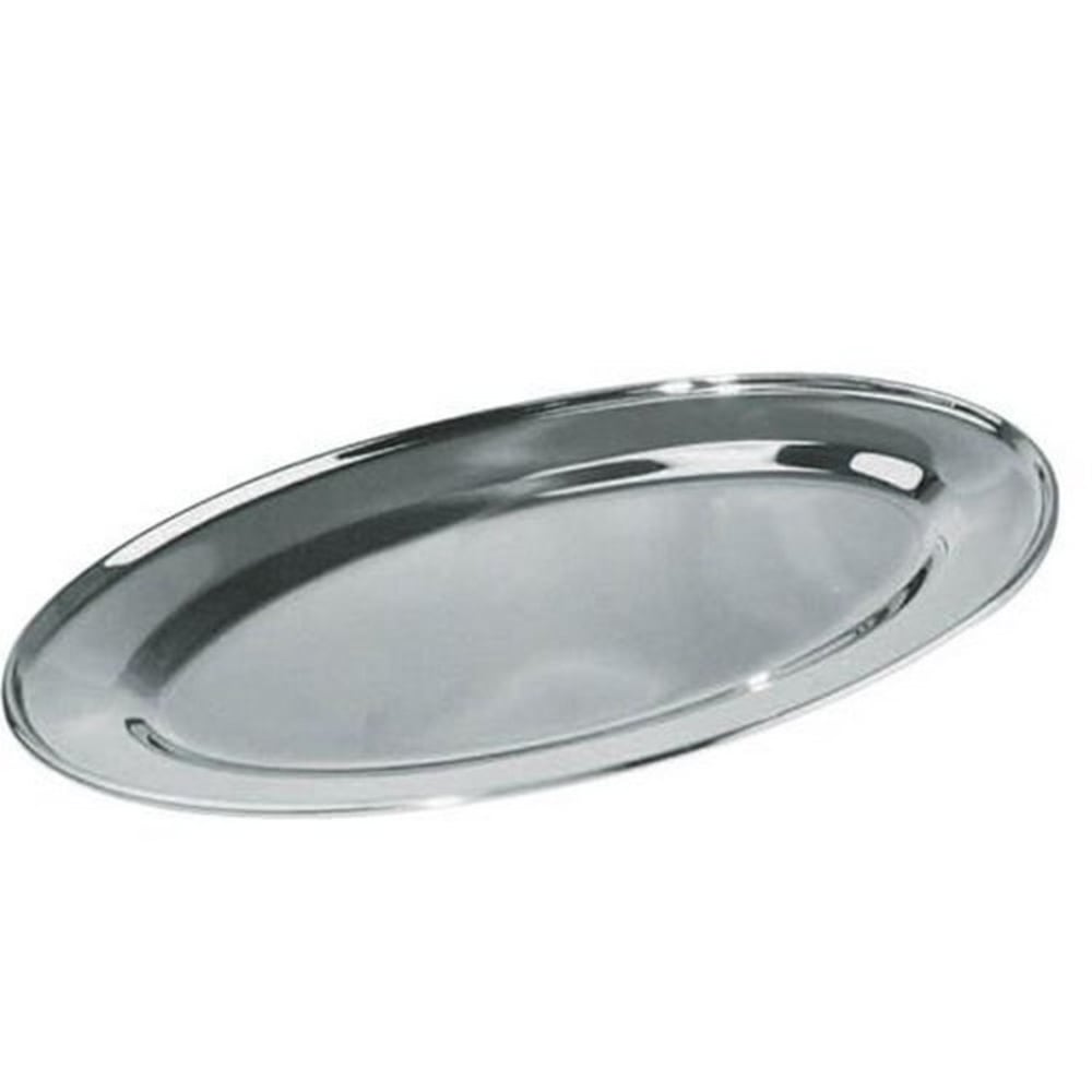 Winco Oval Stainless-Steel Platter, 14in x 8-3/4in, Silver MPN:OPL-14
