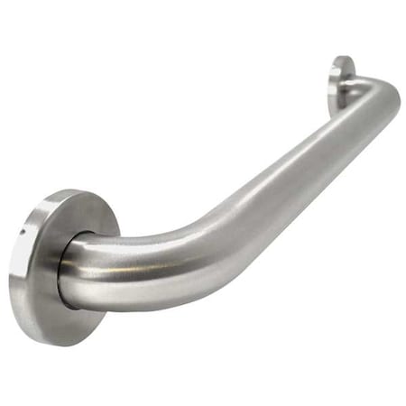 Wall Mounted ADA Compliant Grab Bar, 18 in L, 1-1/2 in Dia, Stainless Steel, Satin Finish, Silver MPN:WGB6SS18