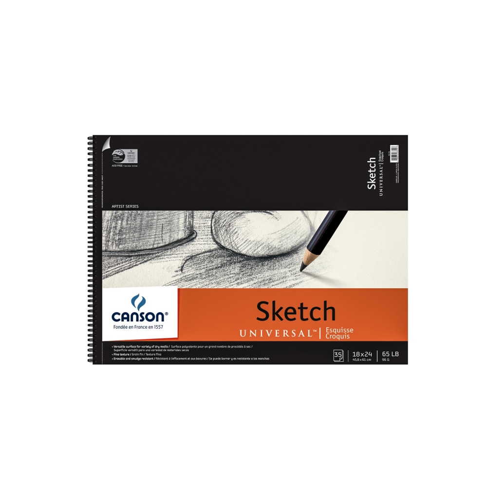 Canson Universal Heavyweight Sketch Pads, 18in x 24in, 100% Recycled, 30 Sheets Per Pad, Pack Of 2 Pads MPN:100510854-2