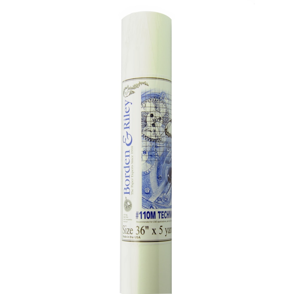 Borden & Riley #110M Technical Vellum, 36in x 15ft, Bright White, Roll Of 50 Sheets, Pack Of 2 MPN:110R360500-2