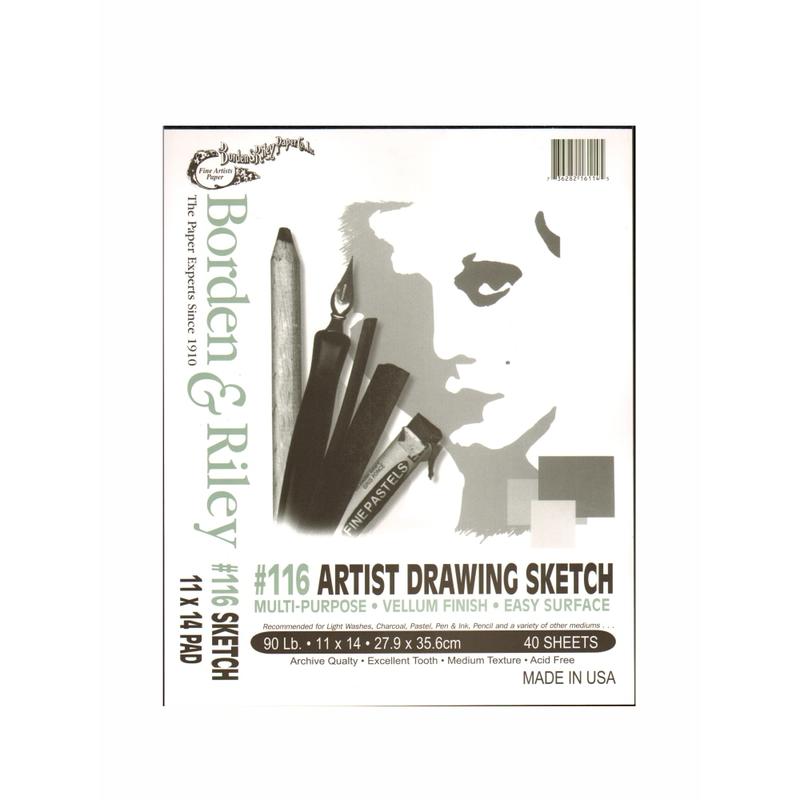 Borden & Riley #116 Artist Drawing/Sketch Vellum Pads, 11in x 14in, 40 Sheets Per Pad, Pack Of 2 Pads MPN:116P111440-2