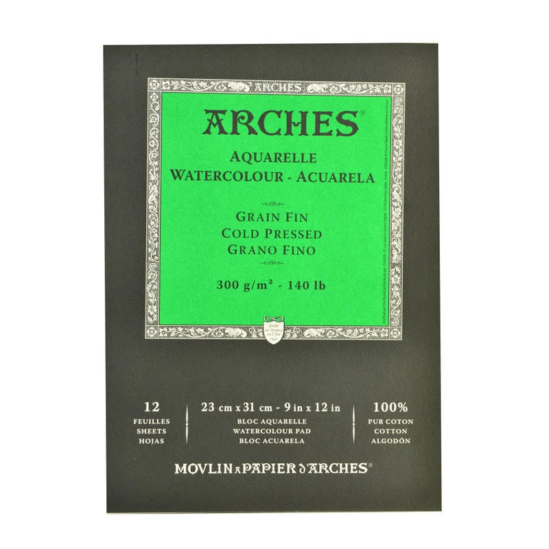Arches Watercolor Pads, 9in x 12in, Cold-Pressed, 12 Sheets, 140 Lb, White, Pack Of 2 MPN:400014950-2