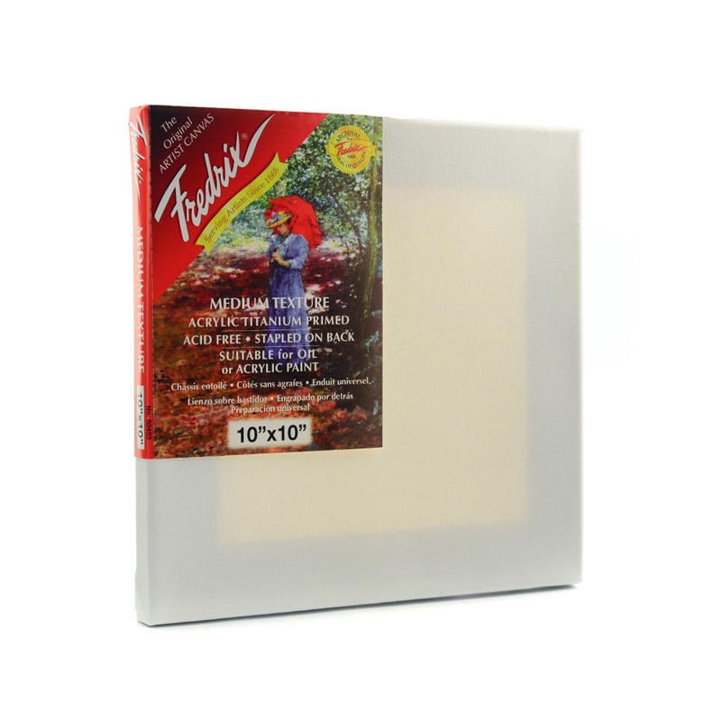 Fredrix Red Label Stretched Cotton Canvases, 10in x 10in x 11/16in, Pack Of 3 MPN:50453-3
