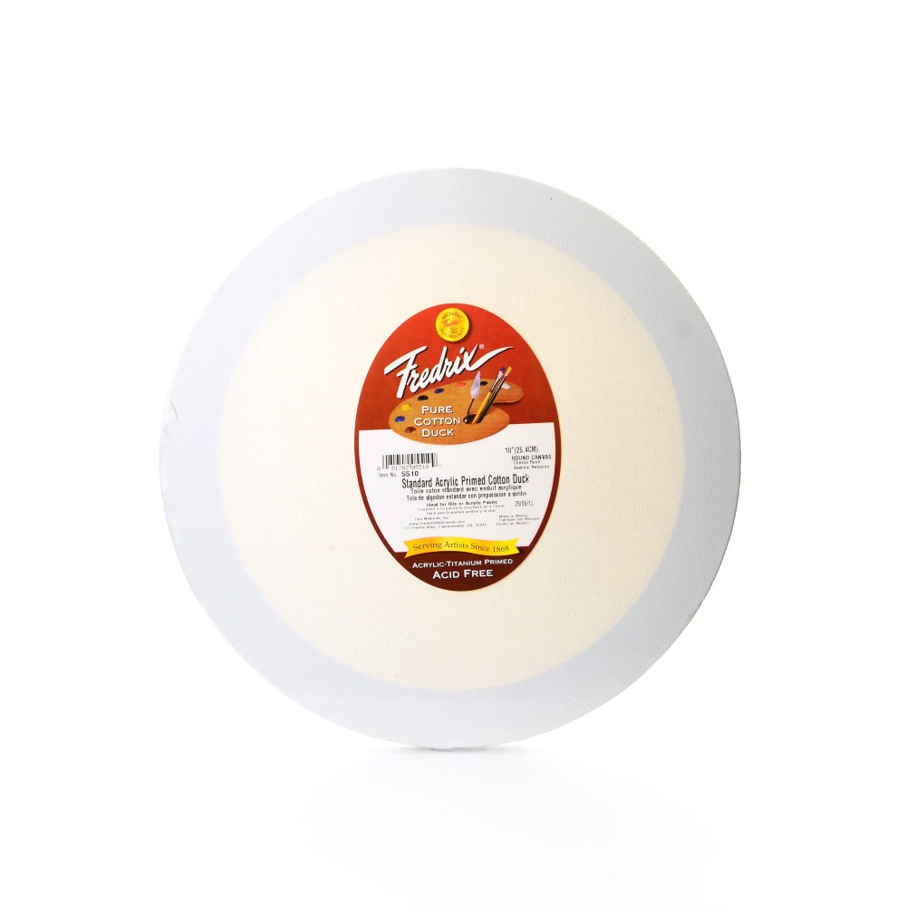Fredrix Round Stretched Canvas, 10in Diameter, Pack Of 2 MPN:5510-2