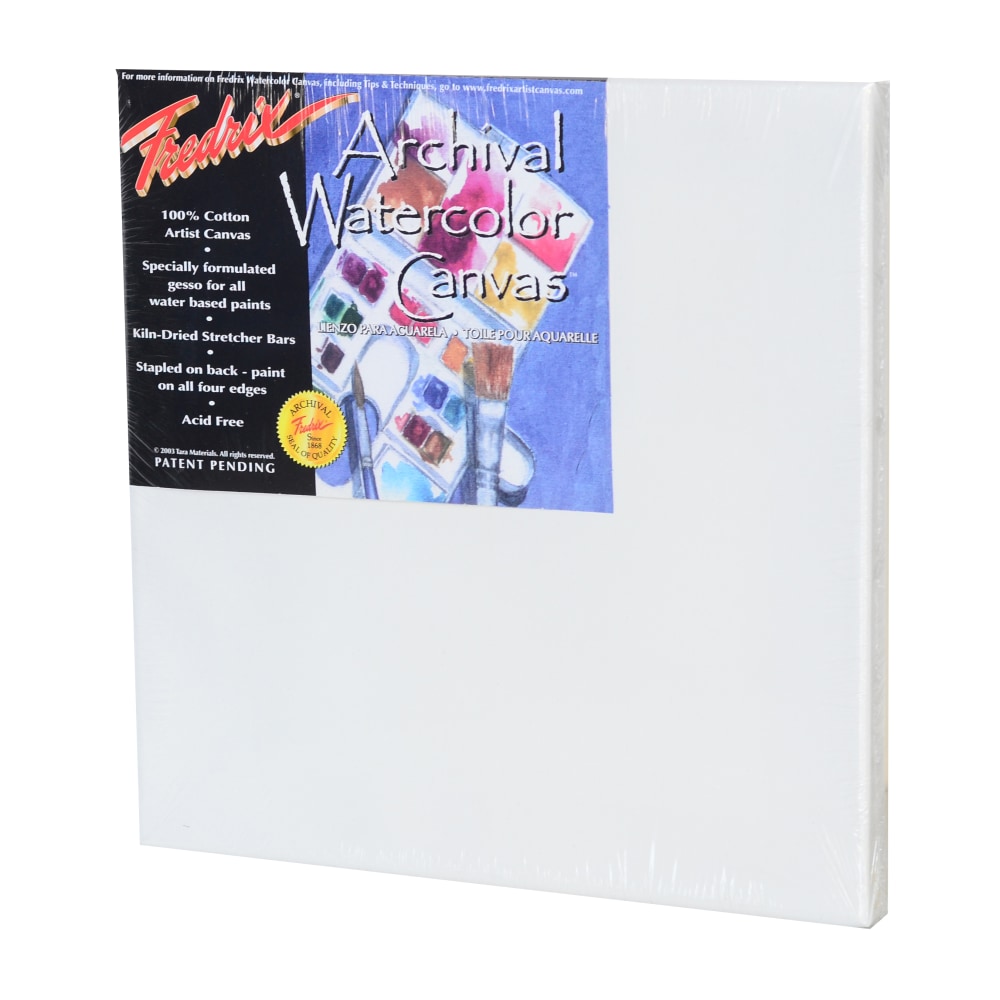 Fredrix Archival Watercolor Stretched Canvases, 12in x 12in, Pack Of 2 MPN:5532-2