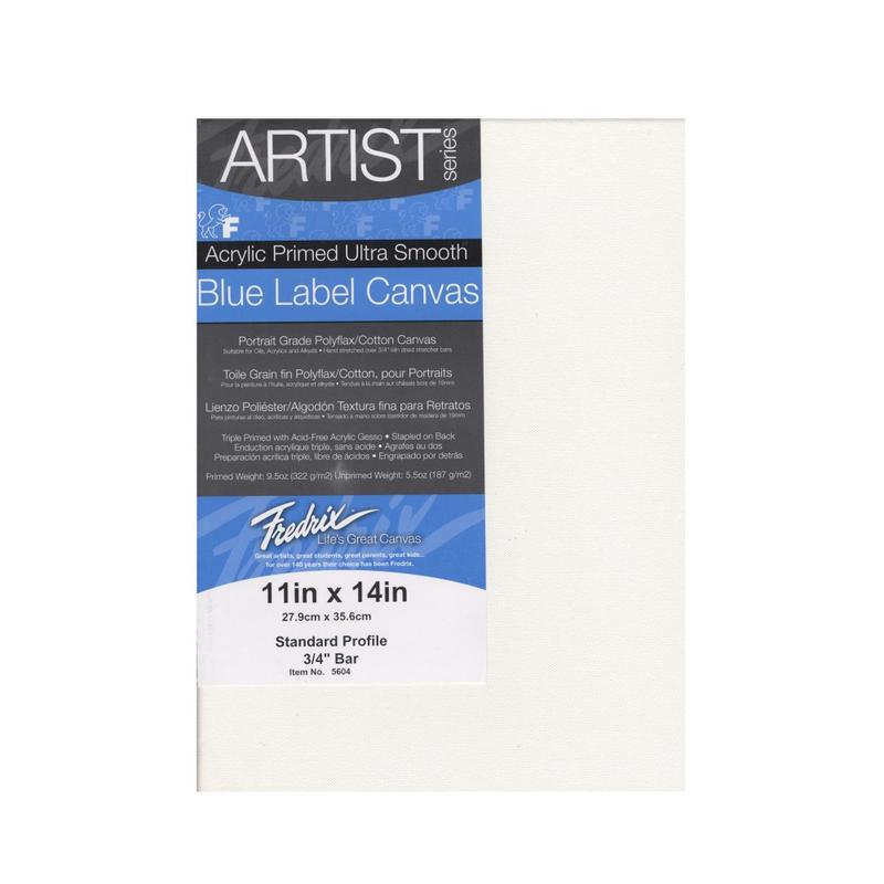 Fredrix Blue Label Ultra-Smooth Pre-Stretched Artist Canvases, 11in x 14in x 11/16in, Pack Of 2 MPN:5604-2